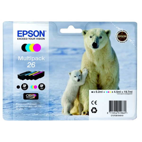 INKCARTRIDGE EPSON T261640 ZWART 3 KLEUREN