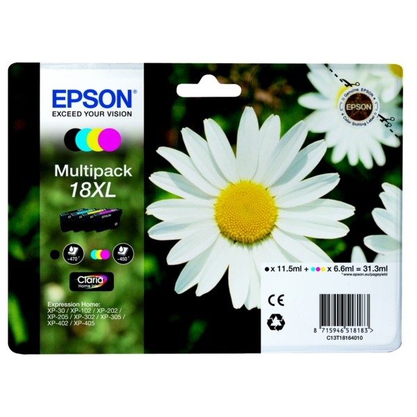 Epson C13T18164012 6.6ml 11.5ml 470pagina's 450pagina's Zwart, Cyaan, Geel inktcartridge