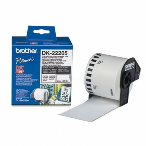 Brother DK-22205 doorlopende labelrol - papier – zwart op wit, breedte 62 mm ✔️